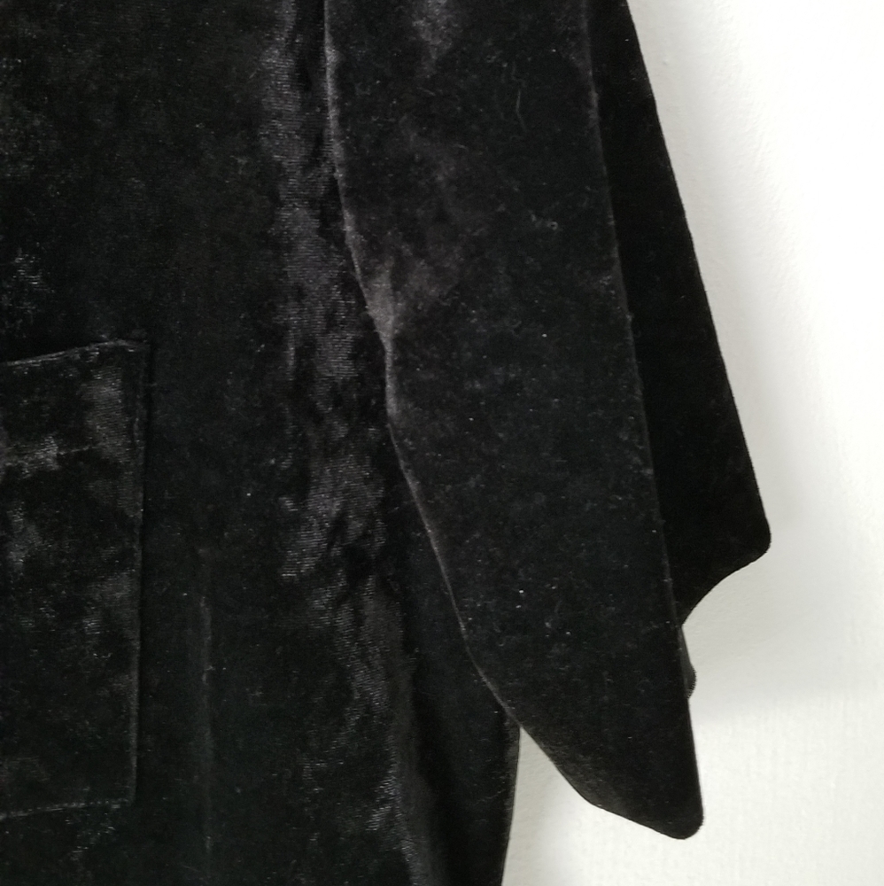 Falls Creek Black Faux Velvet Short Sleeve Top L - Picture 4 of 8